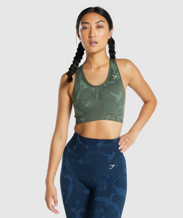 Damske Športové Podprsenky Gymshark Adapt Camo Seamless Racer Back Zelene | HJ8315796